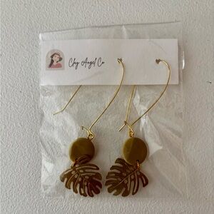 Gold and Brown Leaf Earrings